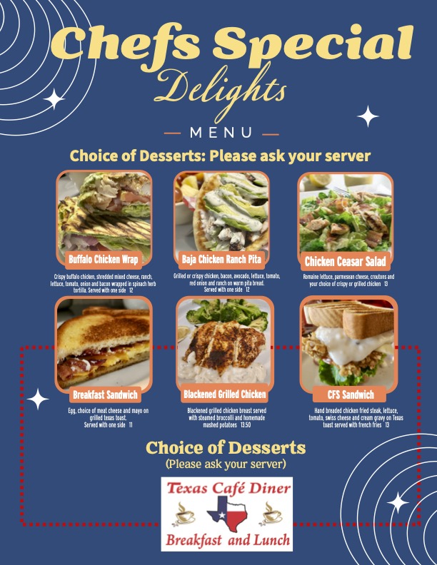 Texas Cafe Diner Additional Specials